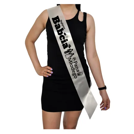 Szarfa ECRU Ślub Najlepsza Babcia Pana Młodego